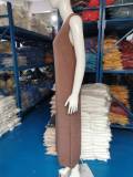 Solid High Collar Long Sleeve Knits Sleeveless Dress Suit GBLH-9021#
