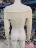 One Shoulder Long Sleeve Knits Top GBLH-133231#