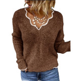 Plus Size V Neck Knits Long Sleeve Sweater GBLH-1910#