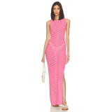 Sleeveless Knits Solid Color Maxi Dress GBLH-133202#
