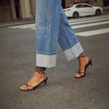 Fashion Loose Rolled Hem Washed Jeans GKNF-11035