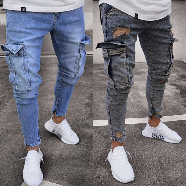 Men's Plus Size Denim Holes Zipper Jean GDMY-LF806