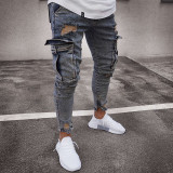 Men's Plus Size Denim Holes Zipper Jean GDMY-LF806