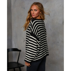 Stripe Knits Bat Sleeve Loose Tops ASL-6756