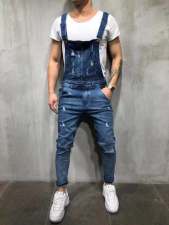 Men's Holes Denim Slim Back Pants Jumpsuit GDMY-828