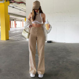 Solid Color Loose High Waisted Straight Jeans GDMY-75198