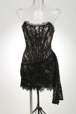 Pre Order: About 7 work days shipping Lace Tight Pleated Mini Dress YUEM-Y100112