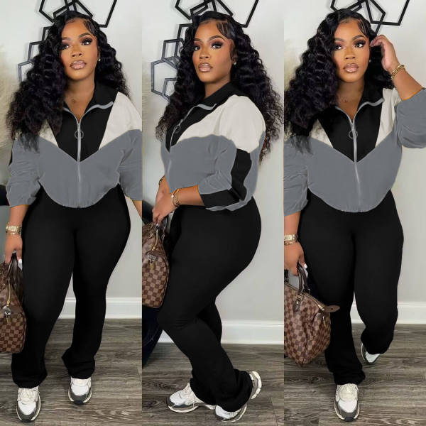 Hooded Zipper Sweatshirt Slim Split Pants Set LSD-LD2263