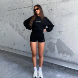 Long Sleeve Loose Sweatshirt Tight Shorts Fashion Casual Suit FL-JY24386MHO