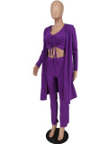 Solid Color Long Sleeve Loose 3 Piece Pants Set ZDF-31262