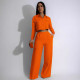 Solid Color Lapel Long Sleeve Loose Pants Suit SFY-TW584