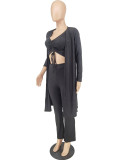 Solid Color Long Sleeve Loose 3 Piece Pants Set ZDF-31262