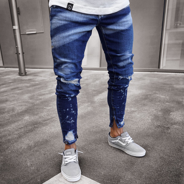 Men's Plus Size Denim Holes Zipper Jeans GDMY-820