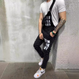 Men's Plus Size Letter Print Back Pants Jumpsuit GDMY-7262