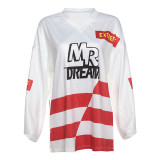 Contrast Color Print Long Sleeve T Shirt DLSF-K24T45079