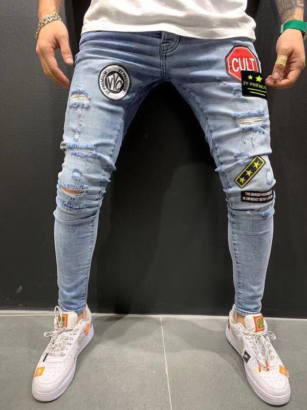 Men's Emblem Patchowork Pencil Jeans GDMY-1925