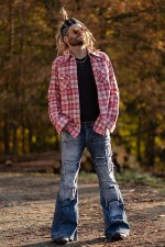 Men's Plus Size Washed Loose Flare Jeans GDMY-2008