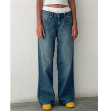 Solid Color Washed Wide Leg Jeans GDMY-12176