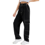 Solid Color Draped Loose High Waist Jeans GDMY-ZT008