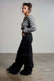 Washed Zipper Multi-pockets Wide Leg Jeans GDMY-222