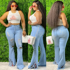 Fashion Tassel Holes Big Flare Jeans GDMY-020