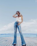 High Waist Holes Slim Micro Flare Jeans GDMY-LF006