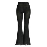 High Waist Holes Slim Micro Flare Jeans GDMY-LF006