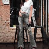 High Waist Holes Slim Micro Flare Jeans GDMY-LF006