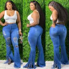 Fashion Tassel Holes Big Flare Jeans GDMY-020