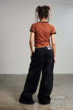 Washed Zipper Multi-pockets Wide Leg Jeans GDMY-222