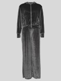 Solid Color Long Sleeve Hooded Two Piece Pants Set MIL-T083 