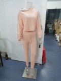 Long Sleeve Solid Color Sweater Two PIece Pants Set GBLH-3119#