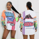 Graffiti Letter Print Long Sleeve Casual Dress SFY-TW3063
