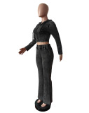 Fashion Zipper Long Sleeve Hooded 2 Piece Pants Set MEM-MZ88604
