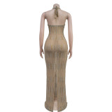 Lace Hot Drill Sleeveless Maxi Dress BY-7075