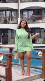 Split Drawstring Solid Color Mini Dress QOUY-M6050