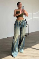 Patchwork Multi-layer Washed Dyed Jeans OD-8712