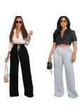 Solid Color Casual Drawstring Pants OD-8710