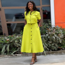 Short Sleeve Tops And Long Skirts Two Piece Set  GCNE-7536