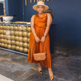 Solid Color Sleeveless Loose Skirt Suit GCNE-7404