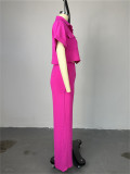 Solid Color Short Sleeve Shirt Loose Pants Suit GCNE-7043