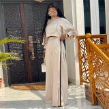 Solid Color Long Sleeve Tops Loose Pants Suit GCNE-6659