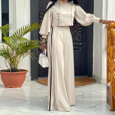 Solid Color Long Sleeve Tops Loose Pants Suit GCNE-6659