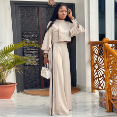 Solid Color Long Sleeve Tops Loose Pants Suit GCNE-6659