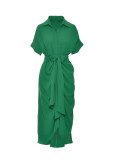 Solid Color Single-breasted Shirt Dress GCNE-8619