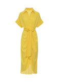 Solid Color Single-breasted Shirt Dress GCNE-8619