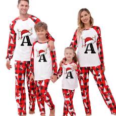 Christmas Letter Print Long Sleeve Parent-Child Pajama Set GFTM-JJF32