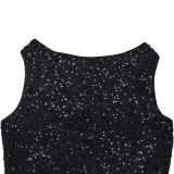 Sequin Sleeveless Backless Midi Dress BY-7097