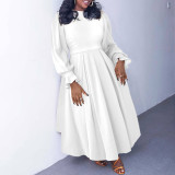 Plus Size Long Sleeve Solid Long Dress NNWF-8060