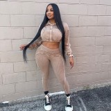 Fashion Long Sleeve Zipper Slim Two Piece Pants Set NYF-8185